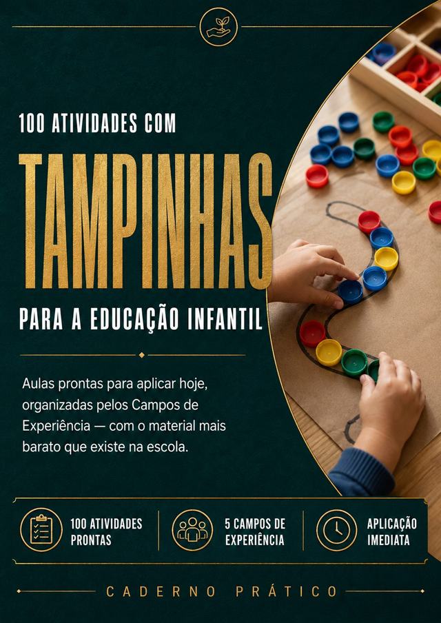 Capa do caderno 100 Atividades com Tampinhas